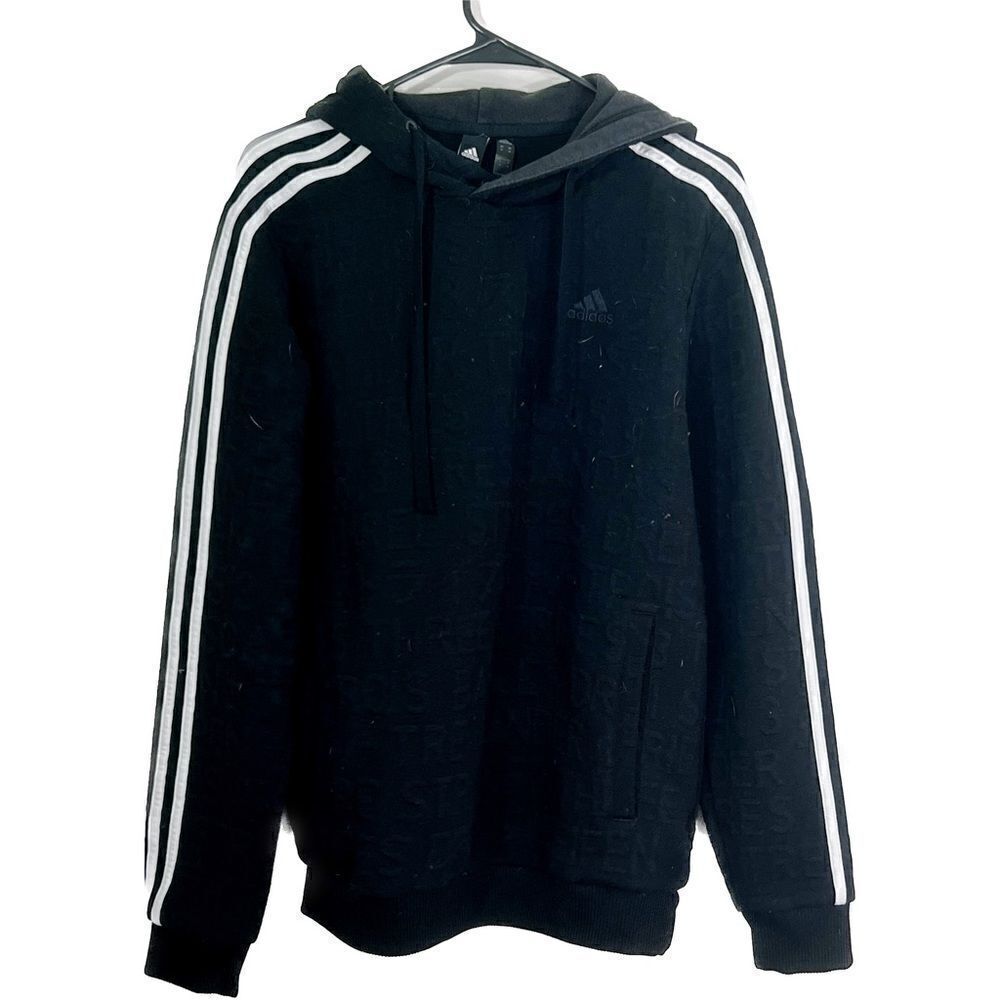 Adidas hoodie, women’s medium, three stripe, logo, pull over some pilling‎